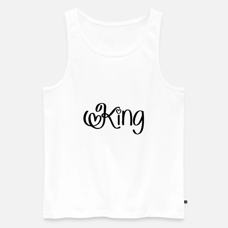 King mit Herz - Männer Premium Bio Tank Top - Weiß