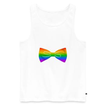 Fliege Flagge LGBT queer schwul Regenbogen - Männer Premium Bio Tank Top - Weiß - Vorne - Michal (187cm)