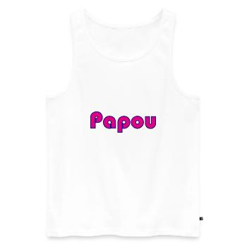 PAPOU. PAPA. FÊTE DES PÈRES. BONNE FÊTE PAPA - Débardeur bio Premium Homme - blanc - Devant - Michal (187cm)