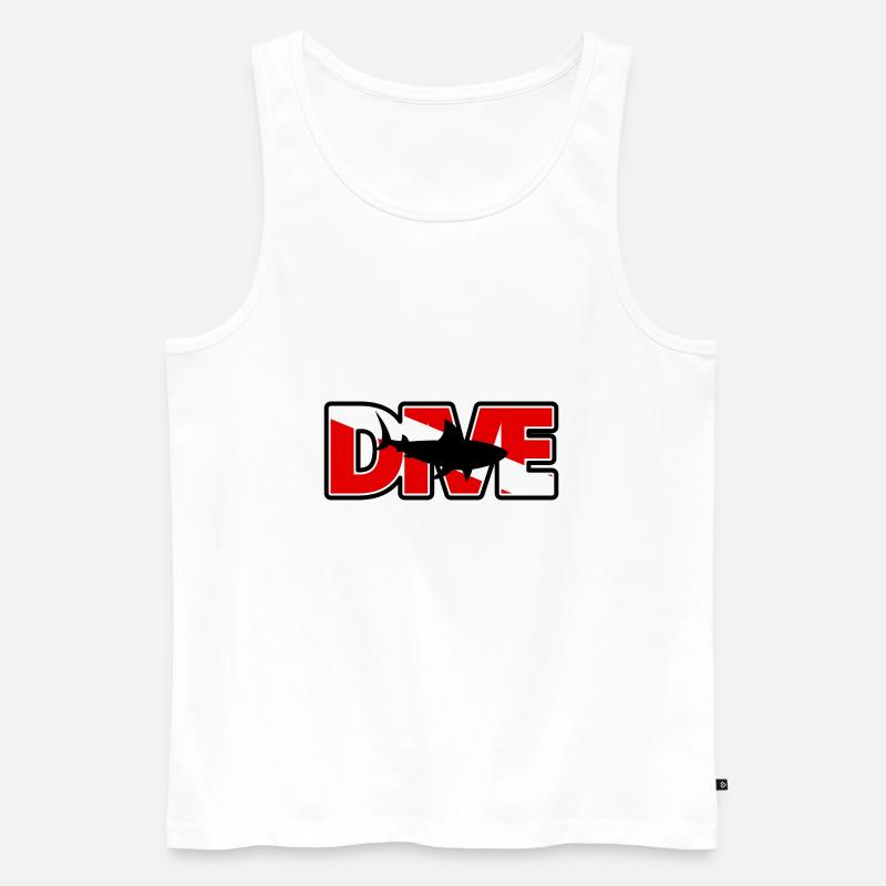 DIVE SCHRIFTZUG SHARK - Männer Premium Bio Tank Top - Weiß
