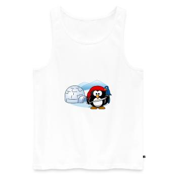 Piratenpinguin mit Schwert, Papagei und Iglu. - Männer Premium Bio Tank Top - Weiß - Vorne - AI Model Male 178 light (178cm)