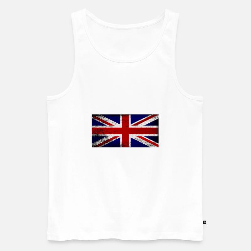 Grunge Union Jack Flagge - Männer Premium Bio Tank Top - Weiß