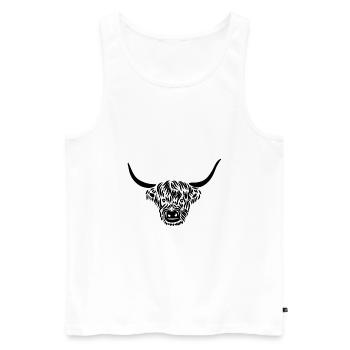 Vache agriculteur cadeau de haute terre - Débardeur bio Premium Homme - blanc - Devant - AI Model Male 178 light (178cm)