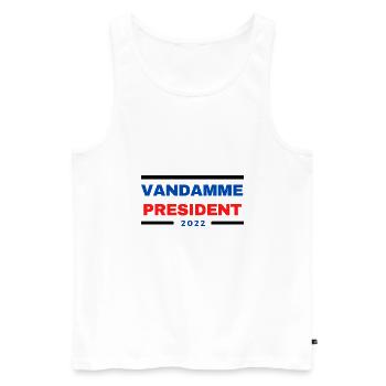 Présidentielles 2022- Jean Claude Van Damme Présid - Débardeur bio Premium Homme - blanc - Devant - AI Model Male 178 light (178cm)