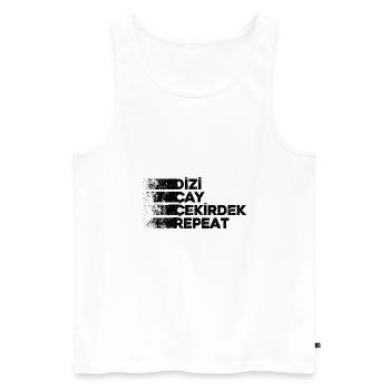 Dizi Cay Cekirdek Repeat Turkish sayings funny - Men's Premium Organic Tank Top - white - Front - AI Model Male 178 light (178cm)