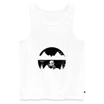 Cyclists Silhouette MTB Bicycle Mountains - Men's Premium Organic Tank Top - white - Front - Michal (187cm)