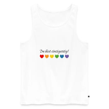 Regenbogenherzchen du bist einzigartig - Männer Premium Bio Tank Top - Weiß - Vorne - AI Model Male 178 light (178cm)