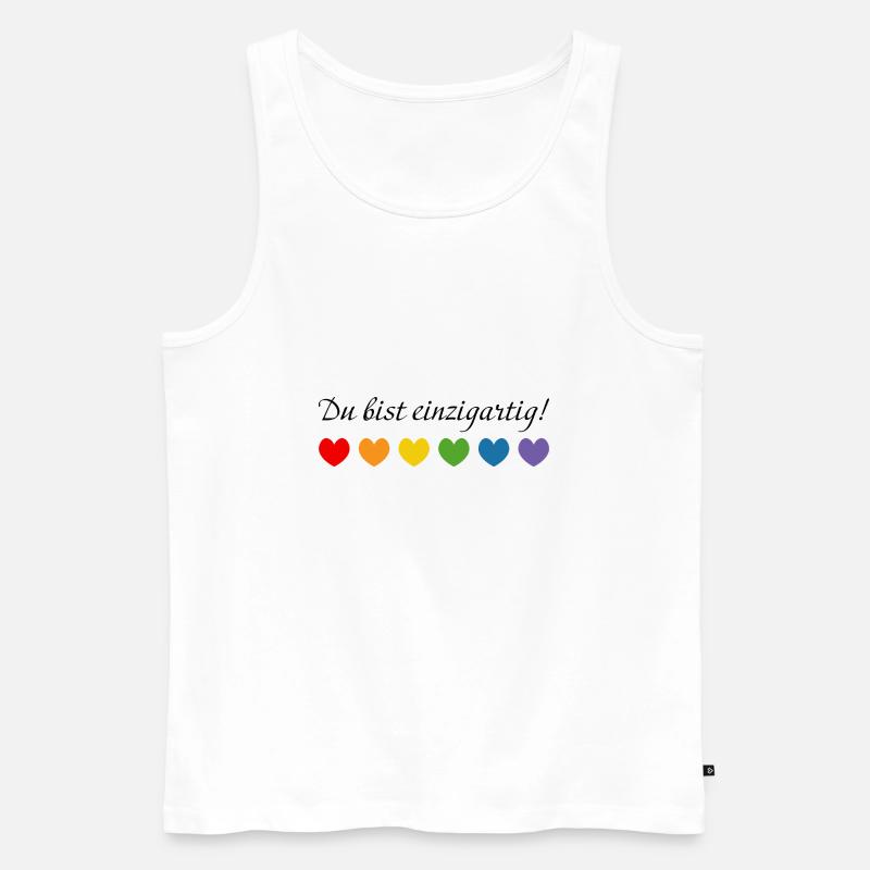 Regenbogenherzchen du bist einzigartig - Männer Premium Bio Tank Top - Weiß
