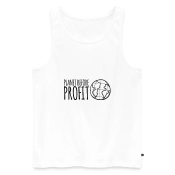 Planet Before Profit - Men's Premium Organic Tank Top - white - Front - AI Model Male 178 light (178cm)