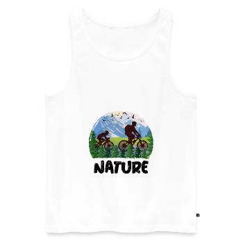 Nature Cyclist Mountains Wilderness - Men's Premium Organic Tank Top - white - Front - AI Model Male 178 light (178cm)