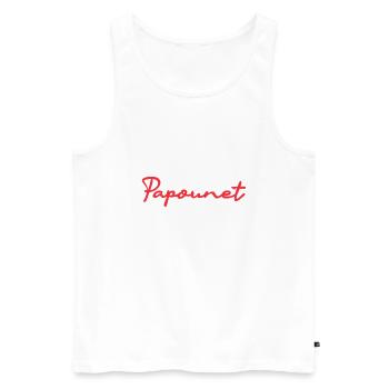 PAPOUNET. PAPA. FÊTE DES PÈRES. BONNE FÊTE PAPA - Débardeur bio Premium Homme - blanc - Devant - AI Model Male 178 light (178cm)