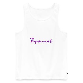 PAPOUNET. PAPA. FÊTE DES PÈRES. BONNE FÊTE PAPA - Débardeur bio Premium Homme - blanc - Devant - AI Model Male 178 light (178cm)