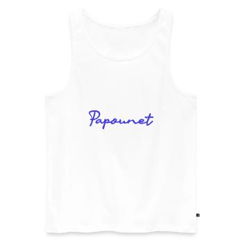 PAPOUNET. PAPA. FÊTE DES PÈRES. BONNE FÊTE PAPA - Débardeur bio Premium Homme - blanc - Devant - AI Model Male 178 light (178cm)