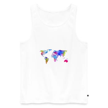 weltkarte - Männer Premium Bio Tank Top - Weiß - Vorne - Michal (187cm)