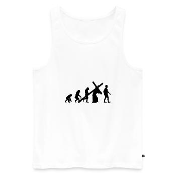 Evolution Religion - Männer Premium Bio Tank Top - Weiß - Vorne - AI Model Male 178 light (178cm)