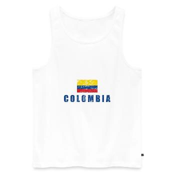 Colombia - Men's Premium Organic Tank Top - white - Front - Michal (187cm)