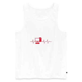 Herzschlag PC Gamer Gaming Computer - Männer Premium Bio Tank Top - Weiß - Vorne - Michal (187cm)