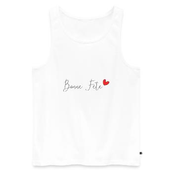 FÊTE DES PÈRES. BONNE FÊTE PAPA. PAPA. BONNE FÊTE - Débardeur bio Premium Homme - blanc - Devant - Michal (187cm)