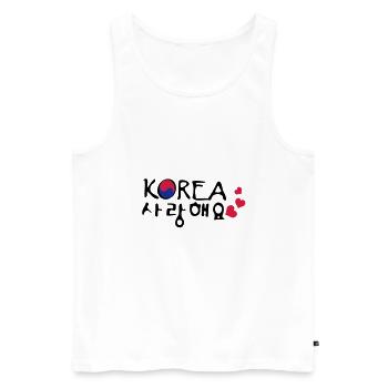 Liebe South Korea in koreanischer Sprache - Männer Premium Bio Tank Top - Weiß - Vorne - AI Model Male 178 light (178cm)