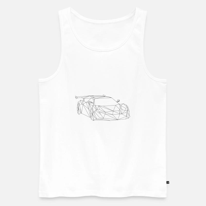 Low Poly Art - Rennauto - Männer Premium Bio Tank Top - Weiß