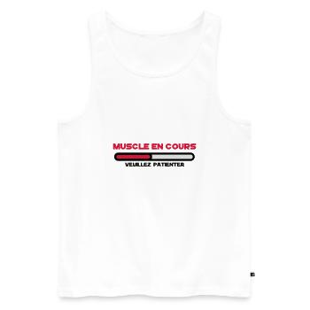 muscle en cours 2 - Débardeur bio Premium Homme - blanc - Devant - Michal (187cm)