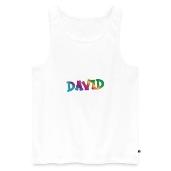 David - Men's Premium Organic Tank Top - white - Front - AI Model Male 178 light (178cm)