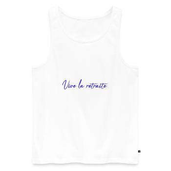 RETIREMENT. HAPPY RETIREMENT. HAPPY RETREAT - Men's Premium Organic Tank Top - white - Front - Michal (187cm)