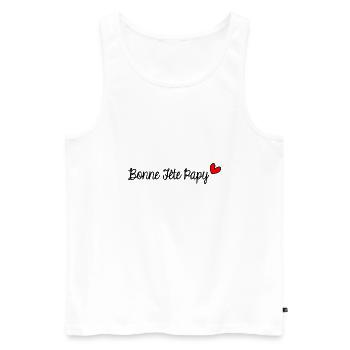 PAPY. BONNE FÊTE PAPA. PAPA. FÊTE DES PÈRES. FÊTE - Débardeur bio Premium Homme - blanc - Devant - Michal (187cm)