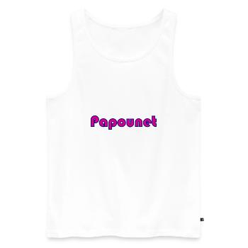 PAPOUNET. PAPA. FÊTE DES PÈRES. BONNE FÊTE PAPA - Débardeur bio Premium Homme - blanc - Devant - AI Model Male 178 light (178cm)