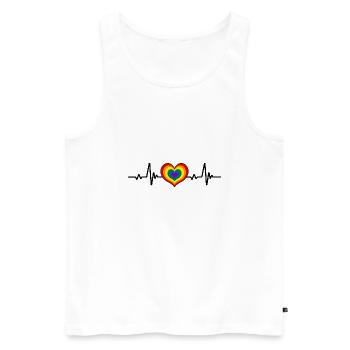 Drapeau du coeur LGBTQ Arc-en-ciel ECG - Débardeur bio Premium Homme - blanc - Devant - Michal (187cm)