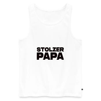 Stolzer Papa - Männer Premium Bio Tank Top - Weiß - Vorne - AI Model Male 178 light (178cm)