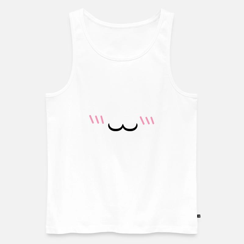 00253 Bouche uwu chat rougi - Débardeur bio Premium Homme - blanc