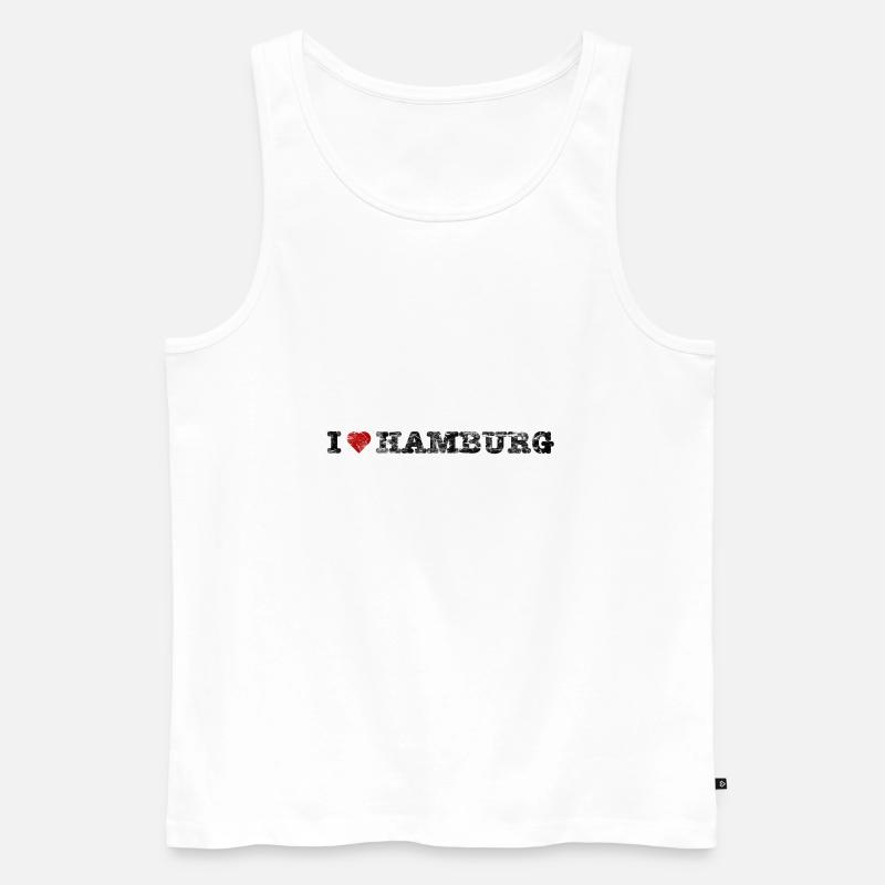 ilove_hamburg_quer - Männer Premium Bio Tank Top - Weiß