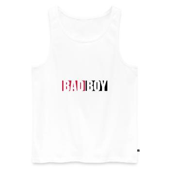Text Bad Boy - Männer Premium Bio Tank Top - Weiß - Vorne - AI Model Male 178 light (178cm)
