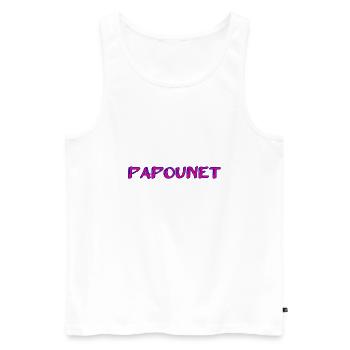 PAPOUNET. PAPA. FÊTE DES PÈRES. BONNE FÊTE PAPA - Débardeur bio Premium Homme - blanc - Devant - AI Model Male 178 light (178cm)