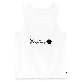 Kitchen cardio with heart pan and sleef and colander - Men's Premium Organic Tank Top - white - Front - AI Model Male 178 light (178cm)