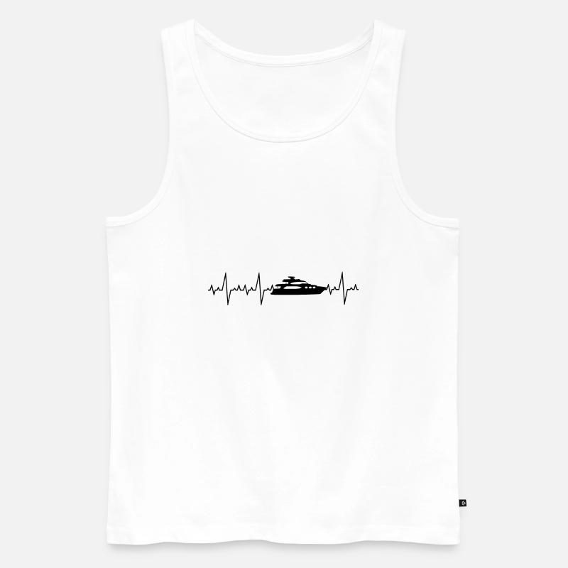 Herzschlag Boot Schiff Geschenk - Männer Premium Bio Tank Top - Weiß