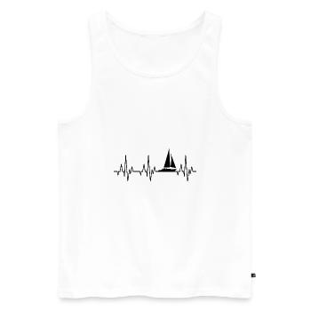 Heartbeat ECG sailing sailboat sailing ship - Men's Premium Organic Tank Top - white - Front - Michal (187cm)