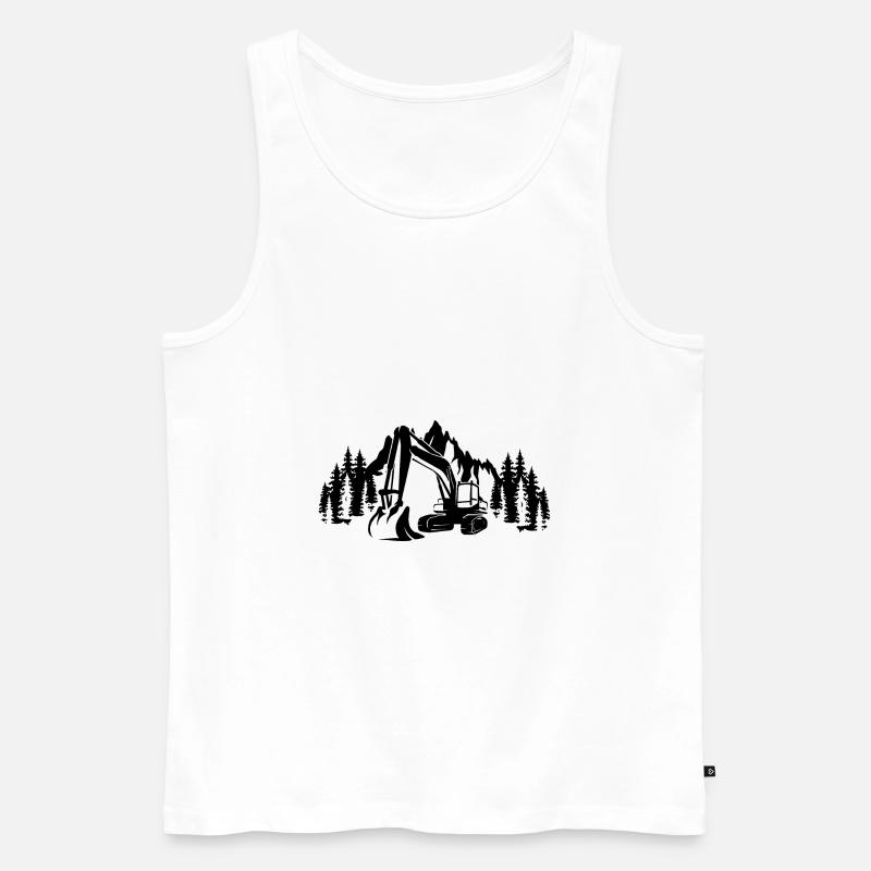 Bergwald Geschenk Baggerfahrer Silhouette - Männer Premium Bio Tank Top - Weiß