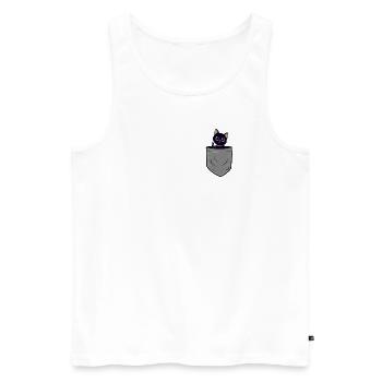 Süße schwarze Katze in Brusttasche Lustig Geschenk - Männer Premium Bio Tank Top - Weiß - Vorne - Michal (187cm)