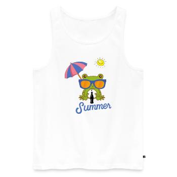 Fröhlicher Sommerfrosch - Männer Premium Bio Tank Top - Weiß - Vorne - Michal (187cm)