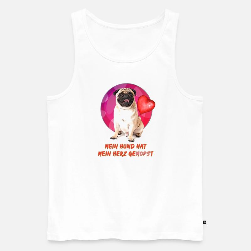 Mops Design - Männer Premium Bio Tank Top - Weiß