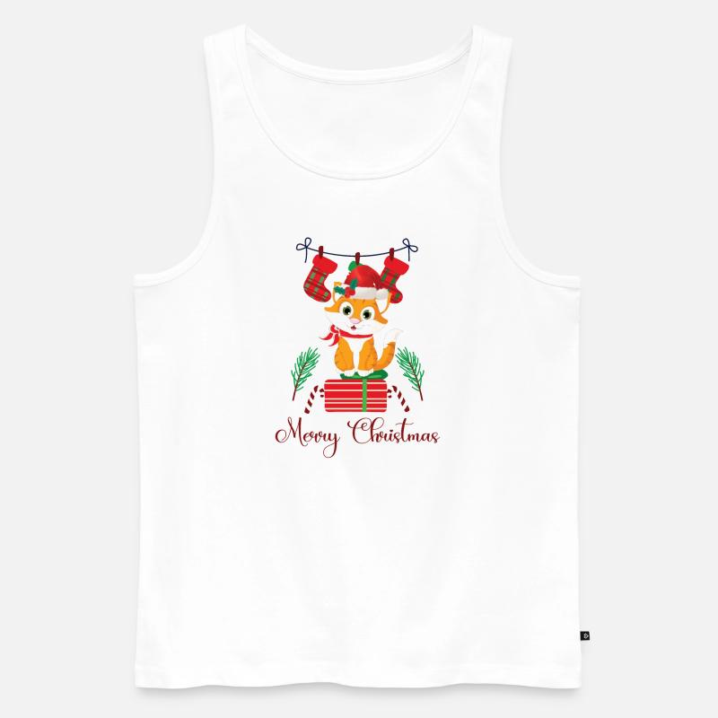 Weihnachten mit Katze - Männer Premium Bio Tank Top - Weiß