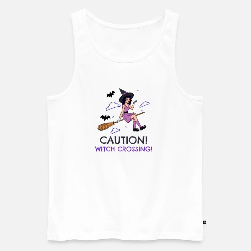 Caution! Witch Crossing! - Männer Premium Bio Tank Top - Weiß