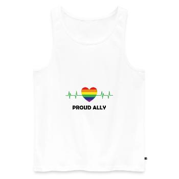 Proud ally puls LGBT Spruch Geschenk Pride Rechte - Männer Premium Bio Tank Top - Weiß - Vorne - Michal (187cm)