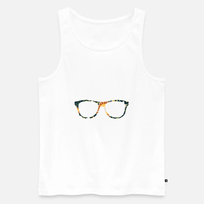 Brille - Männer Premium Bio Tank Top - Weiß