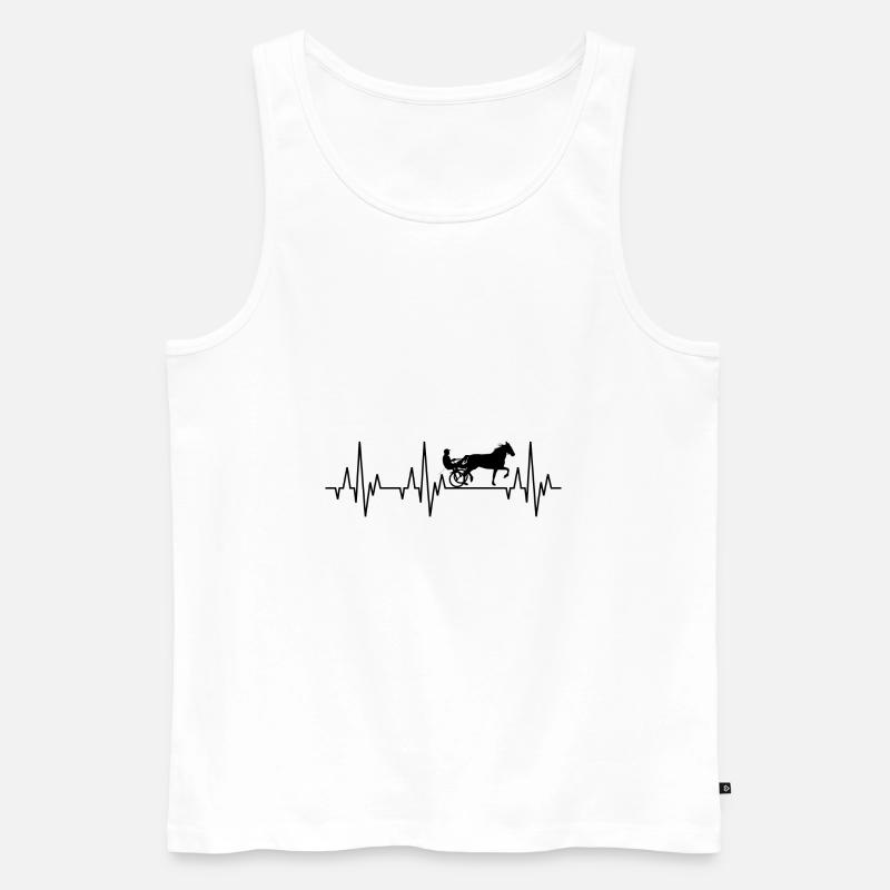 Heartbeat ECG harnais de course cheval de course - Débardeur bio Premium Homme - blanc