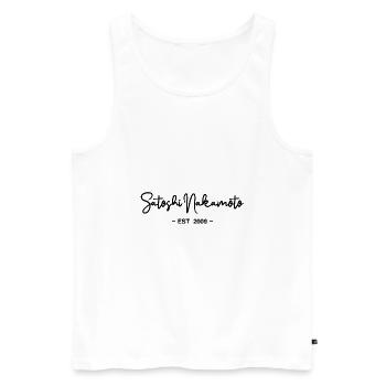 Satoshi Nakamoto Bitcoin Blockchain 2009 - Débardeur bio Premium Homme - blanc - Devant - AI Model Male 178 light (178cm)