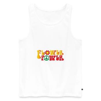 Peace World Peace Flower Power Gift 70s Love - Men's Premium Organic Tank Top - white - Front - Michal (187cm)