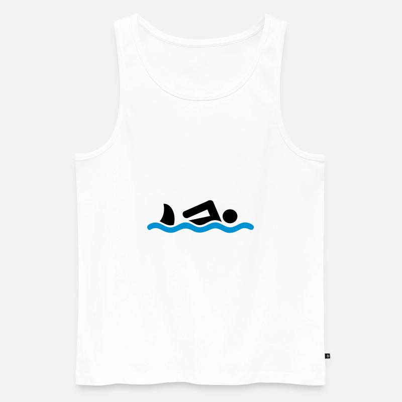 schwimmen mit Hai - Männer Premium Bio Tank Top - Weiß